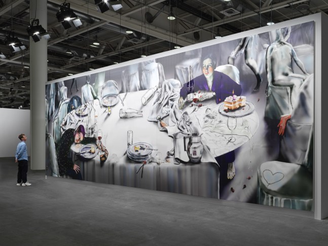 installation view of digital painting of a table by Louisa Gagliardi