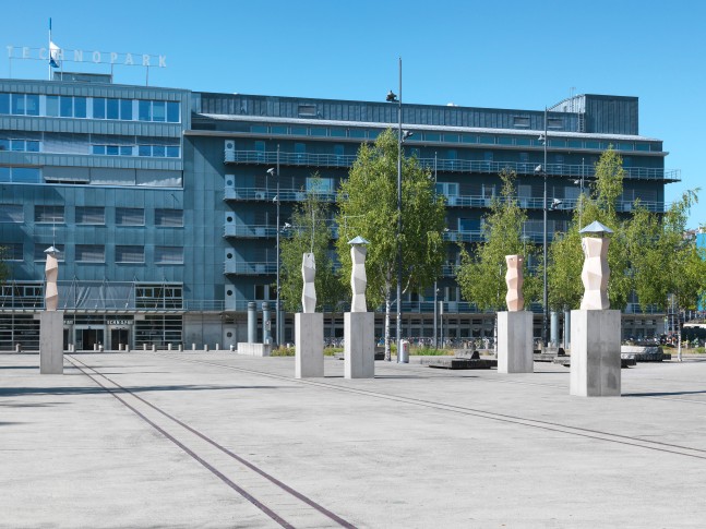 Installation view of sculptures by Martin Boyce