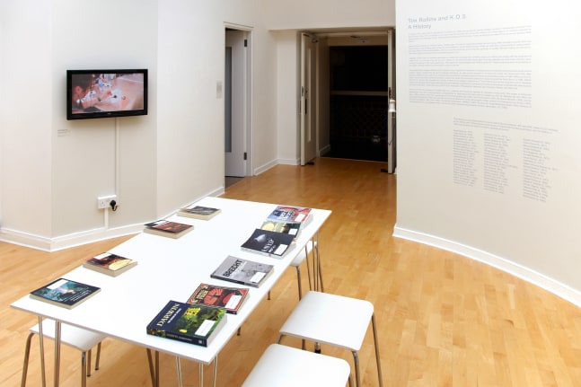 Installation view of works by Tim Rollins and K.O.S.