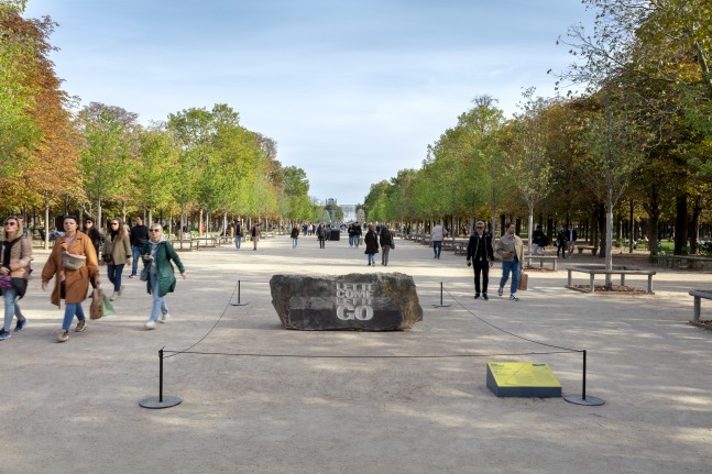 Installation view, John Giorno, LET IT COME LET IT GO, Jardin des Tuileries, Paris, 2023