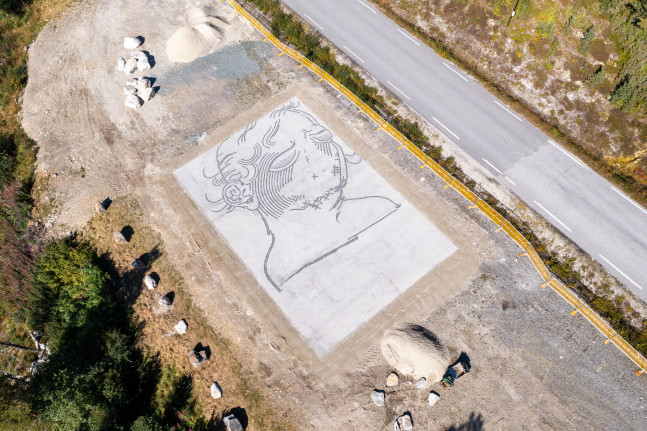 Installation view of outdoor work by Matias Faldbakken