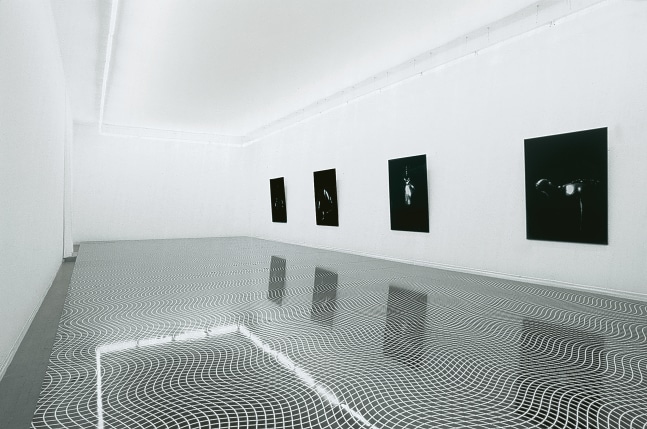 Installation view of paintings by Ugo Rondinone