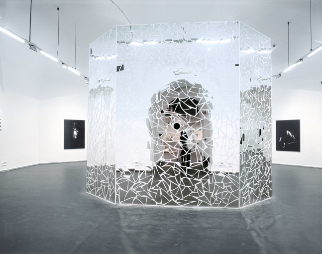 Installation view of sculptures and paintings by Ugo Rondinone