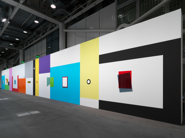 Installation view of wall works by Gerwald Rockenschaub