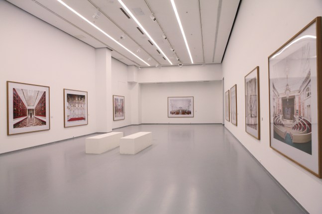 Installation view of photographs by Candida Höfer