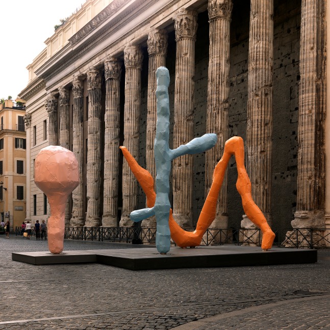 Installation view of sculptures by Franz West
