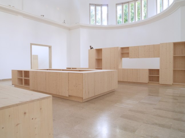 Installation view of sculptures by Liam Gillick