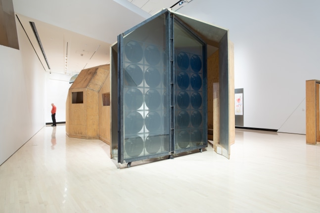 Installation view of sculptures by Oscar Tuazon