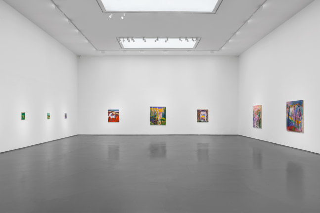Installation view of Paintings by Shara Hughes