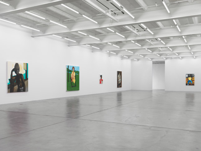Installation view of paintings by Henry Taylor