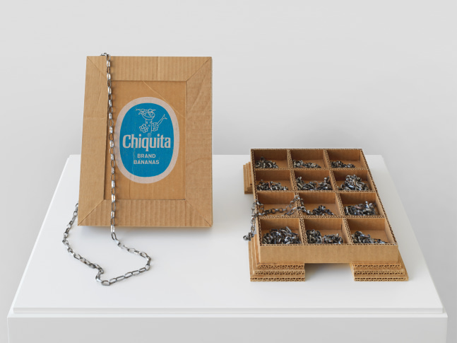 Installation view of Jean-Frédéric Schnyder paintings and cardboard sculpture exhibition