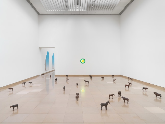 Installation view of sculptures by Ugo Rondinone