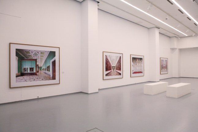 Installation view of photographs by Candida Höfer