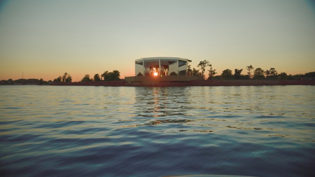Installation view of living art installation by Doug Aitken