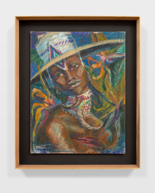 Fever Dream: Ikhamanga
2021
Oil stick and pastel on canvas board
Sheet 45 x 35 cm / 17 3/4 x 13 3/4 in
Frame 56 x 46 cm / 22 1/8 x 18 1/8 in
RUGA 50117