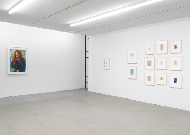 Installation view of Steven Shearer paintings and drawings exhibition