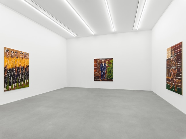 Installation view of paintings by Chase Hall