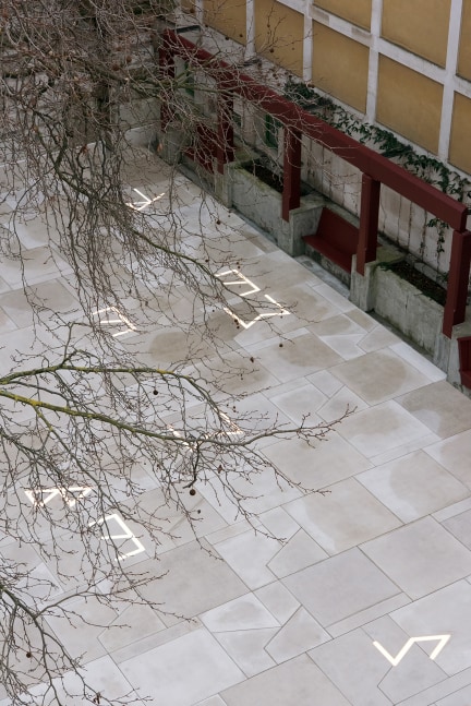 Installation view of outdoor sculpure by Martin Boyce