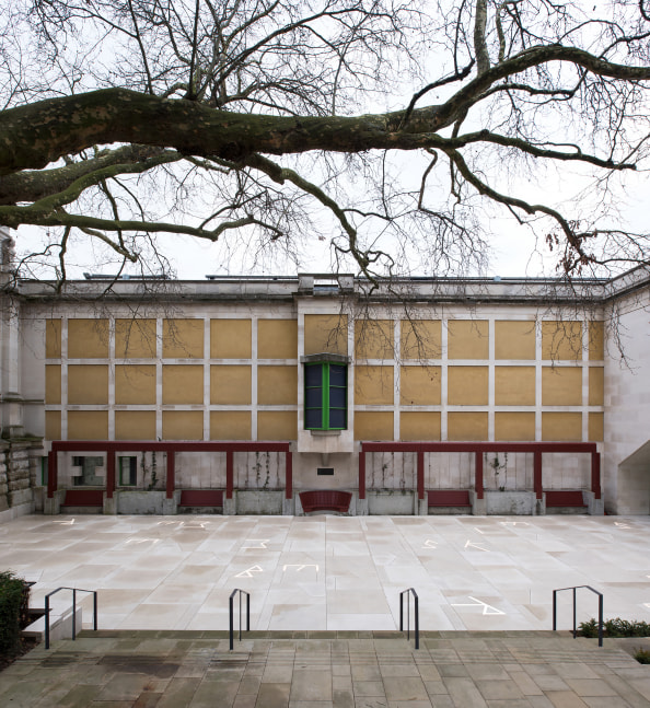 Installation view of outdoor sculpure by Martin Boyce