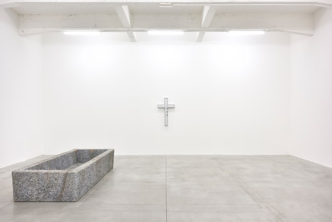 Installation view of sculptures by Valentin Carron
