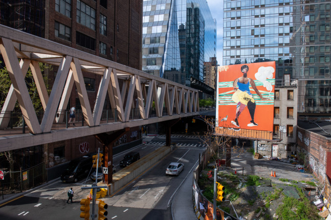 Installation view, Tschabalala Self, Loosie in the Park, Highline Billboard, New York, 2024