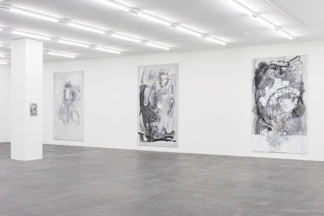 Installation view of Tobias Pils paintings and works on paper exhibition