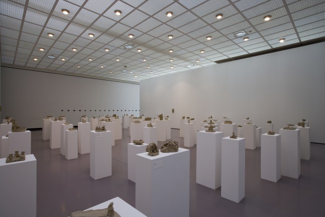 Installation view of sculptures by Peter Fischli and David Weiss
