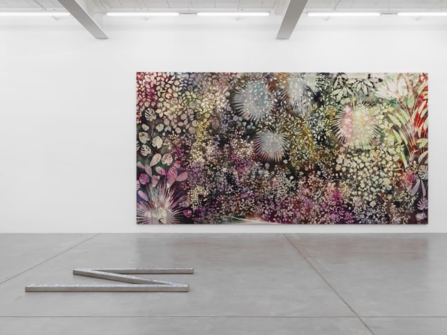 Sam Falls Schindler 2018 Pigment on canvas 330 x 635 x 4 cm / 129 7/8 x 250 x 1 5/8 in