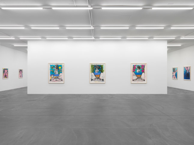 Installation view of Carroll Dunham monotypes exhibition