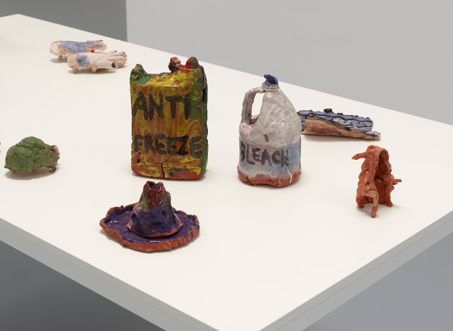 Installation view of sculptures by Josh Smith