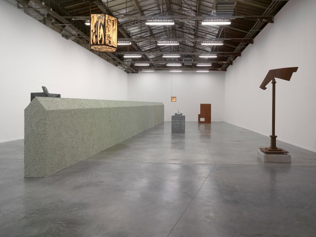 Installation view of sculptures by Valentin Carron