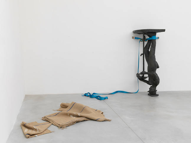 Installation view of sculptures by Matias Faldbakken