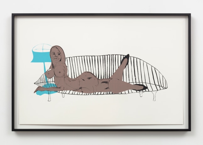 Home Alone - Dark Girl in White Room

2023

Water-based screenprinting ink on Saunders paper

Unique

Sheet 85 x 135.5 cm / 33 1/2 x 53 1/4 in

Frame 96 x 146.5 x 5 cm / 37 7/8 x 57 5/8 x 2 in

&amp;copy; Tschabalala Self