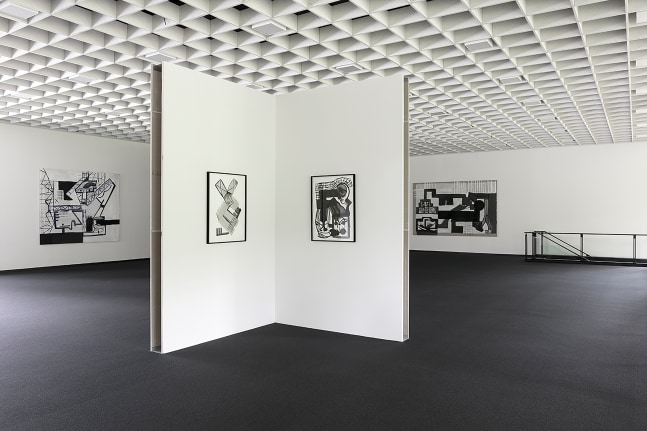 Installation view of paintings ans drawings by Tobias Pils