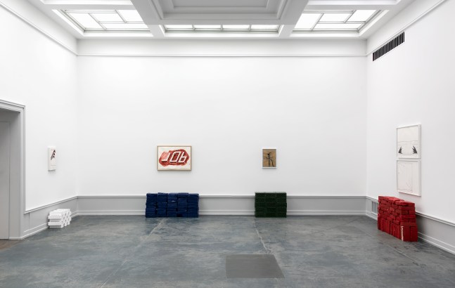 Installation view of sculptures by Matias Faldbakken