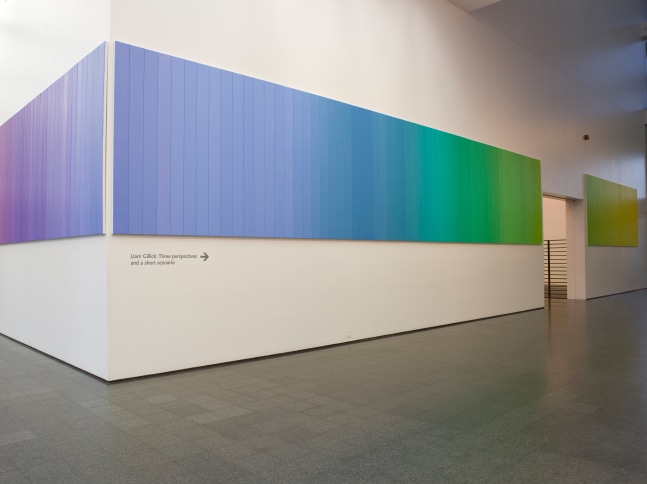 Installation view of wall installation by Liam Gillick