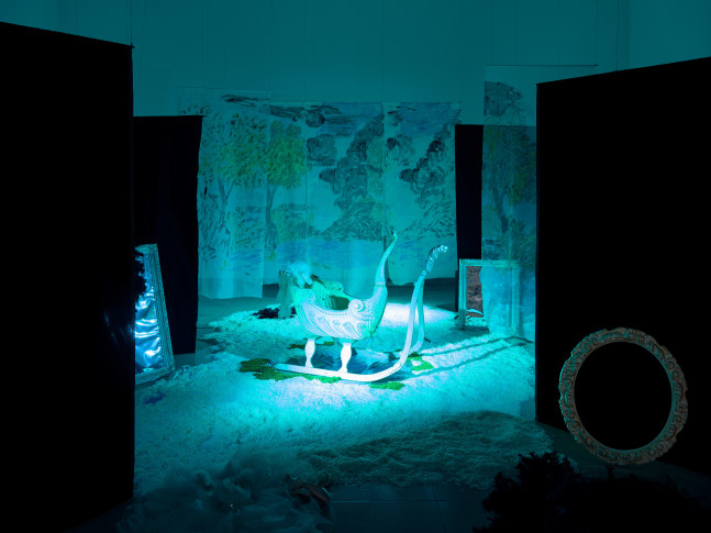 Installation view, Karen Kilimnik, Swan Lake, Kunsthaus Glarus, Glarus, 2023