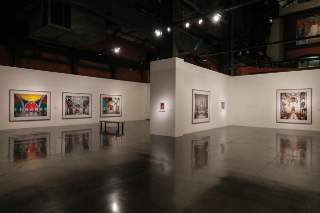 Installation view of photographs by Candida Höfer