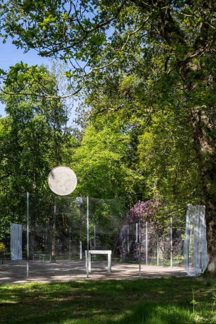 Installation view of outdoor sculpure by Martin Boyce