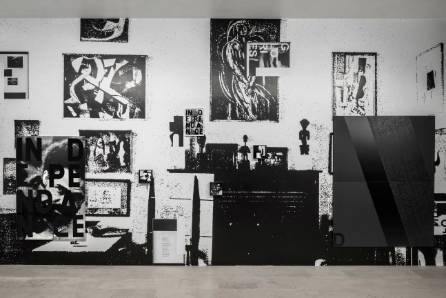 Installation view of paintings by Adam Pendleton