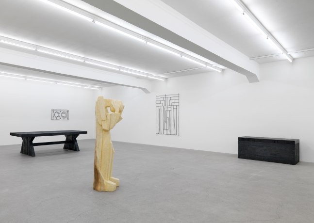 Installation view of Valentin Carron sculpture exhibition