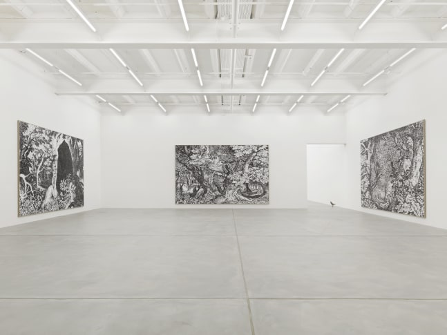 Installation view of Ugo Rondinone sculpture and installation exhibition