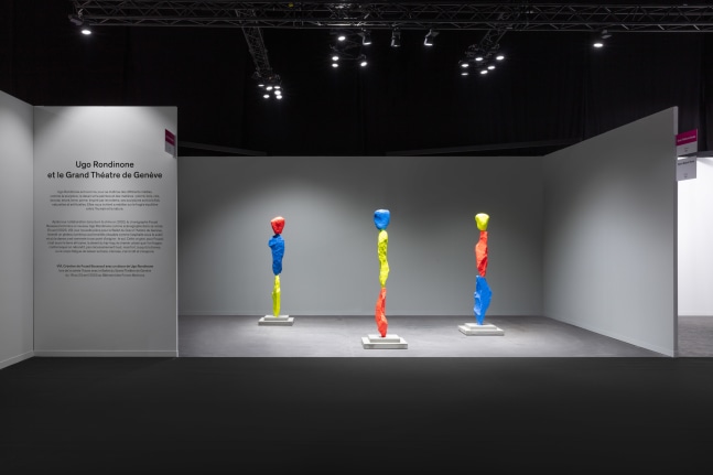 installation view of sculptures by Ugo Rondinone