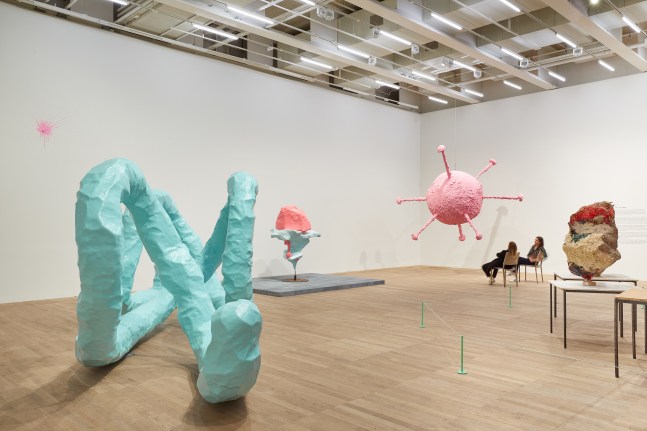 Installation view of works by Franz West