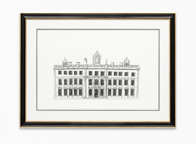 drawing of a Dorchester house by Karen Kilimnik