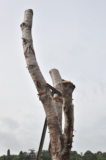 Installation view of sculpture by Oscar Tuazon