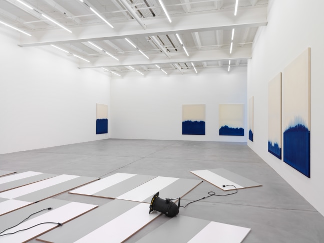 Installation view of paintings and sculptures by Latifa Echakhch