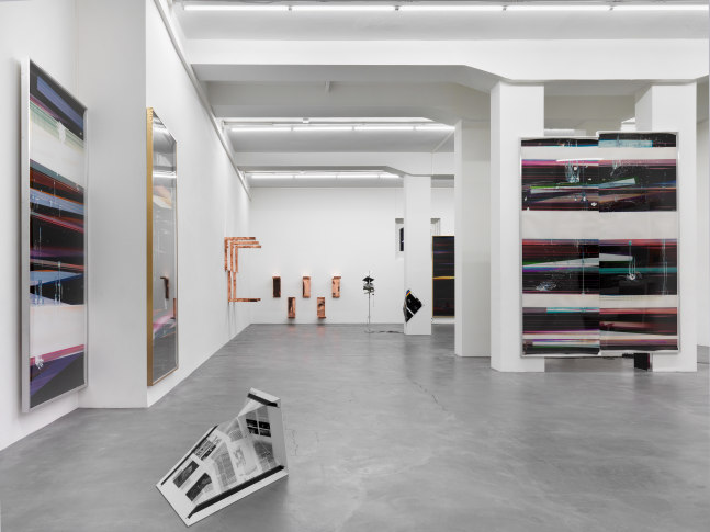 Installation view of Walead Beshty photography and sculpture exhibition