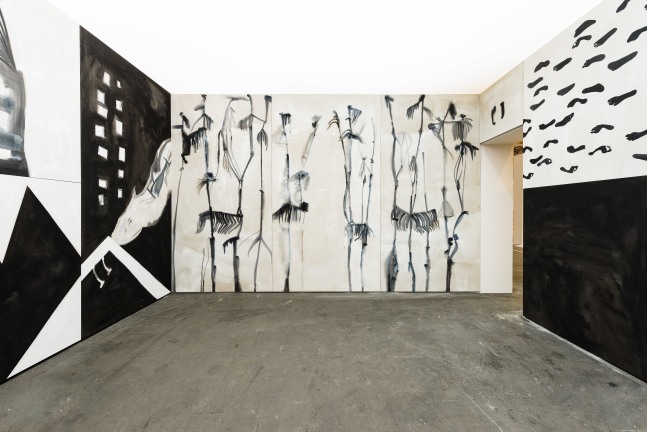 Installation view of paintings by Tobias Pils