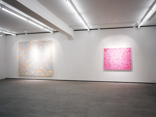 Installation view of Sue Williams painting exhibition